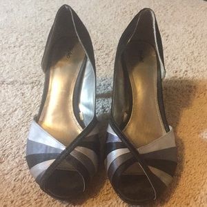 Black and grey heels